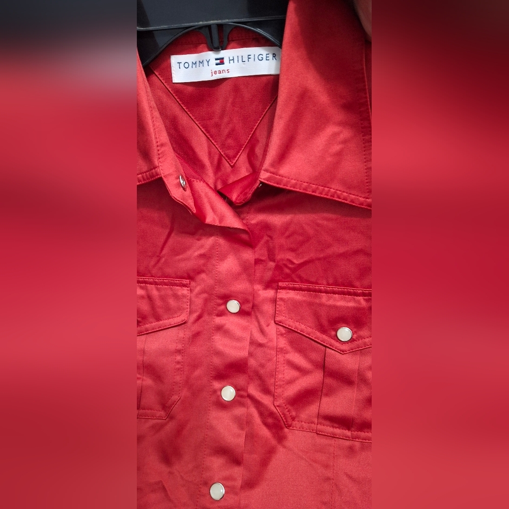 Tommy hilfiger jeans womens blouse small polyester boho casual bussines office - Picture 11 of 12